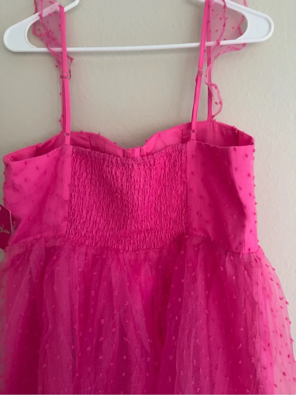 NWT BuddyLove Vixen Hot Pink Swiss Dot Bustier Mini Dress L
